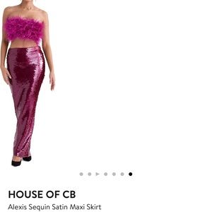 House of CB Alexis Sequin Satin Maxi Skirt